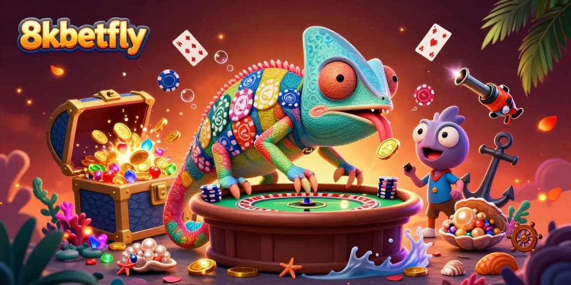 Experience thrilling bets with 8xbetfly in this vibrant casino illustration bursting with energy.