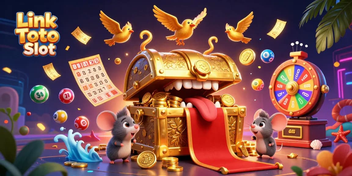 Experience thrilling wins with Link Toto Slot as colorful lottery elements and treasure chest characters bring excitement to your gaming.