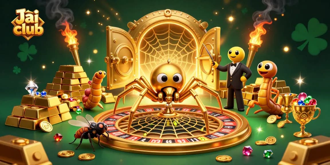Place bets at Jai club with a towering golden roulette wheel and jewel-filled surroundings.