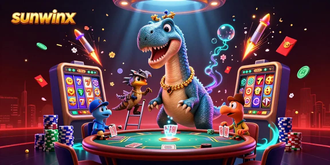 Engage in exciting gambling with sunwinx at a vibrant casino featuring animated characters.