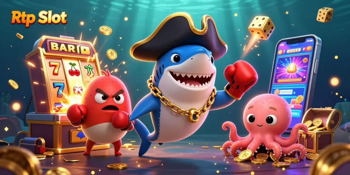 Experience thrill with Rtp Slot as a pirate crew unearths wealth in a vibrant casino scene.