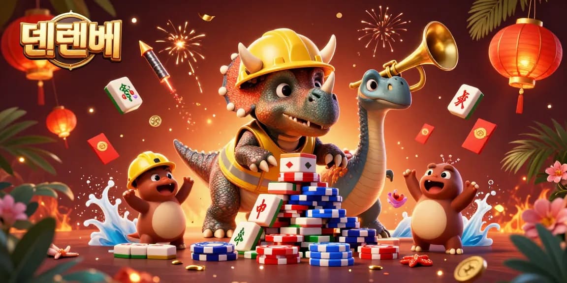 Engage in thrilling gameplay with 텐텐벳, as animated characters celebrate wins at a casino!