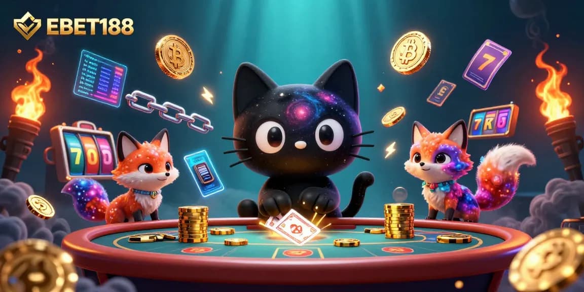 Experience thrilling slots at EBET188 with a cosmic twist featuring lucky symbols and vibrant characters.