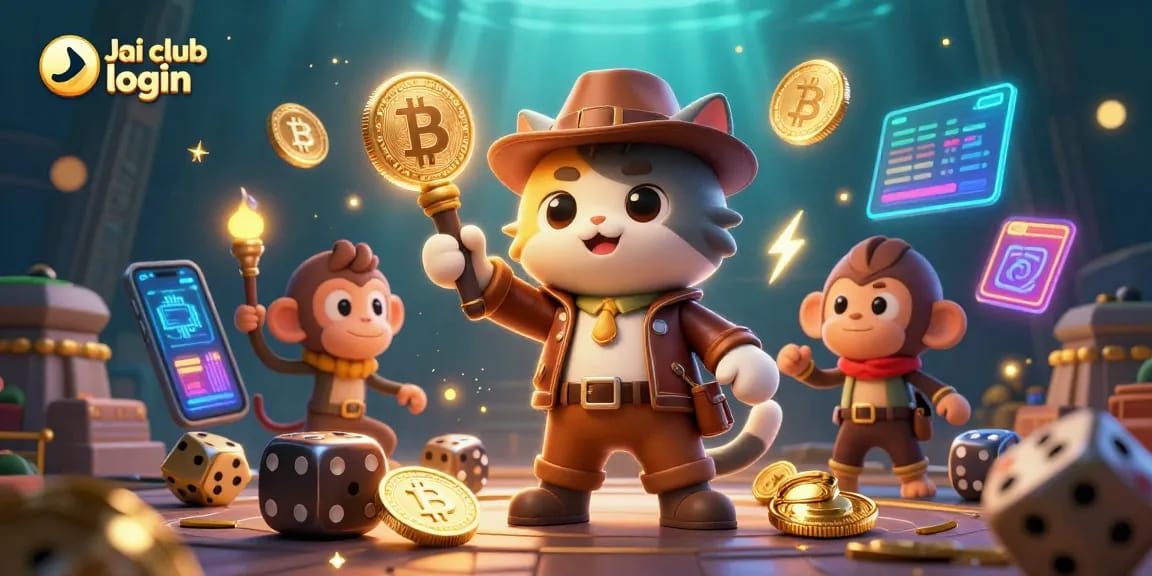 Engage in the thrill of the Jai club login process with our vibrant 3D casino adventure illustration.