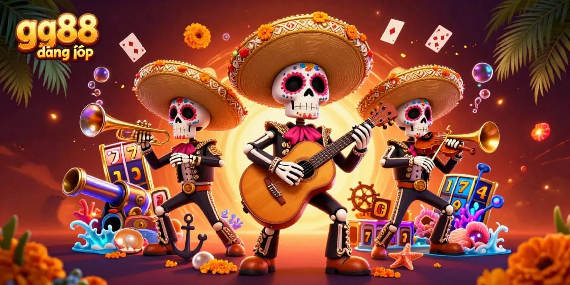 Engage in exciting gameplay with gg88 đăng nhập, experience colorful mariachi band in a vibrant casino scene.
