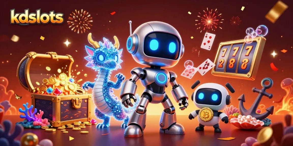 Play winning slots at kdslots with a vibrant, dynamic gaming scene featuring classic symbols and celebratory elements.