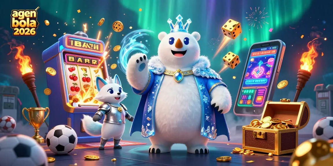 Experience agen bola 2026 with an energetic scene featuring sports betting and casino elements.