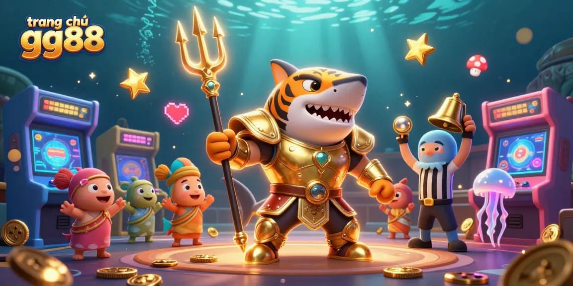 Engage with exciting gaming experiences at trang chủ gg88, featuring a dynamic underwater illustration depicting thrilling casino action.