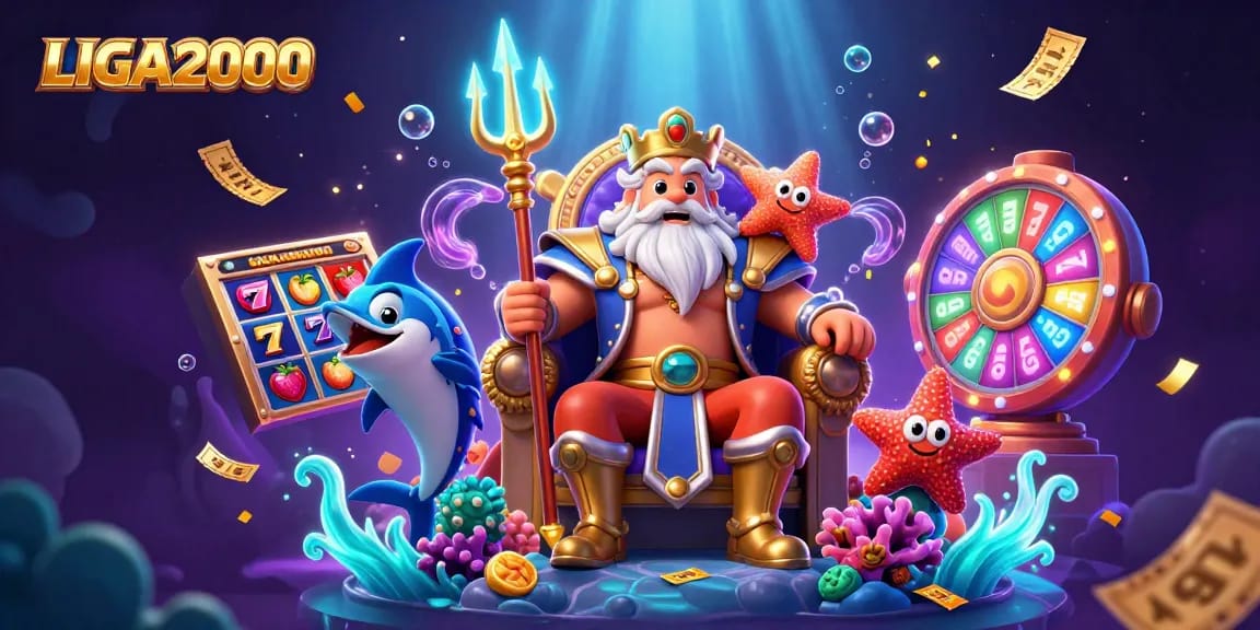 Terlibat dalam permainan mendebarkan dengan LIGA2000, mempersembahkan adegan kasino 3D yang hidup kaya akan simbol slot dan kegembiraan.