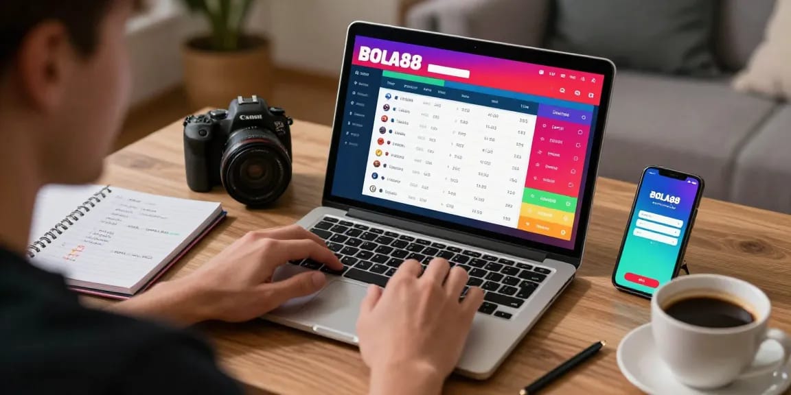 Exciting Daftar Bola88 betting scene with user engaged in mix parlay betting, showcasing user-friendly interface and vibrant environment.