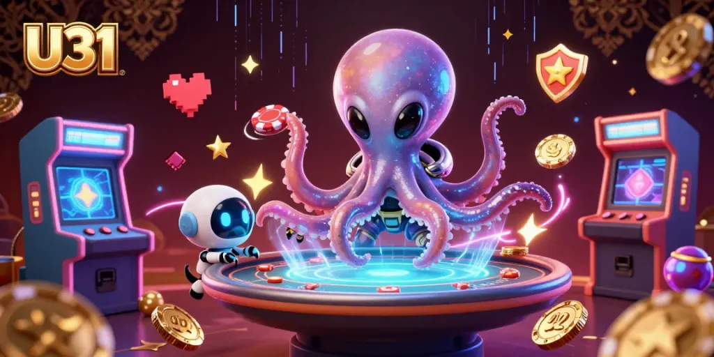 Experience thrilling poker action with U31's alien octopus at the holographic table.