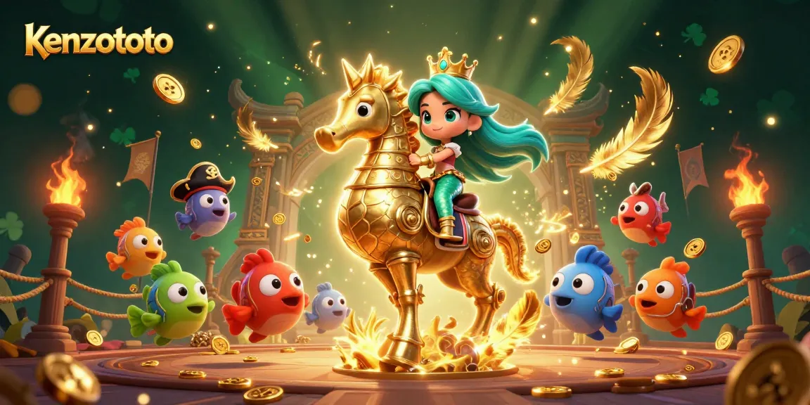Engage with kenzototo's vibrant online casino adventure featuring a mermaid, seahorse, and treasures.