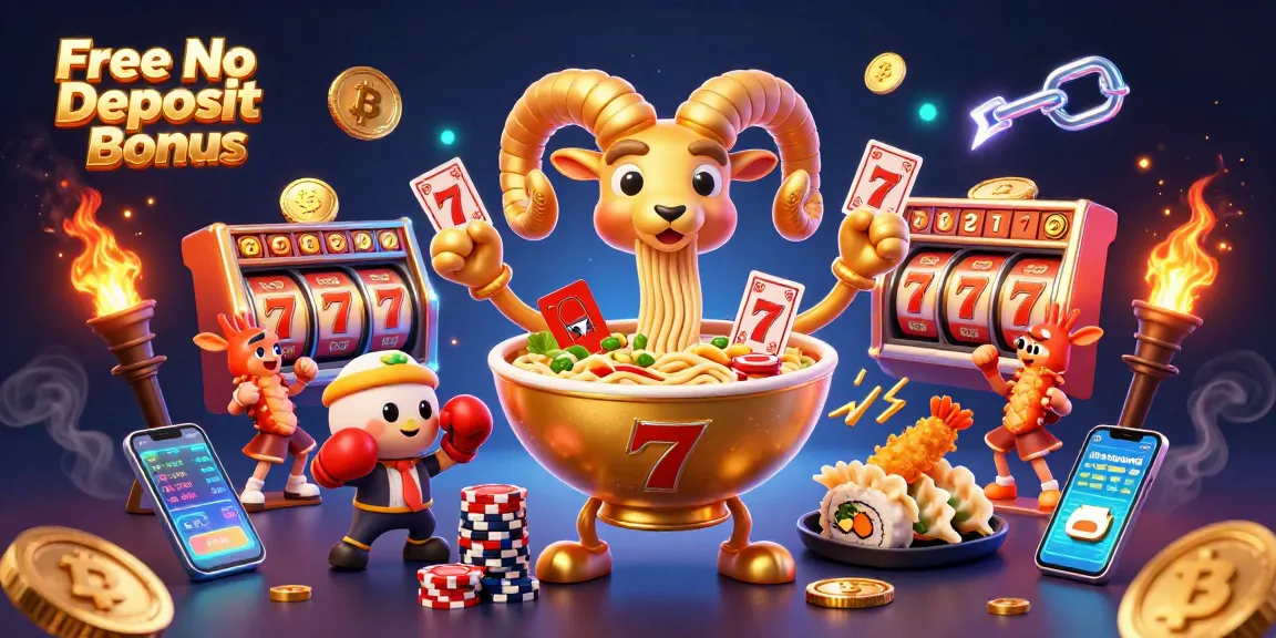 Experience the excitement of the Free No Deposit Bonus in a captivating 3D casino illustration featuring vibrant characters and crypto elements.