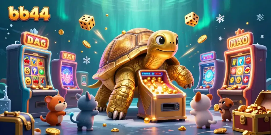 Experience thrilling moments at the bb44 casino with vibrant slot machines and animated characters.