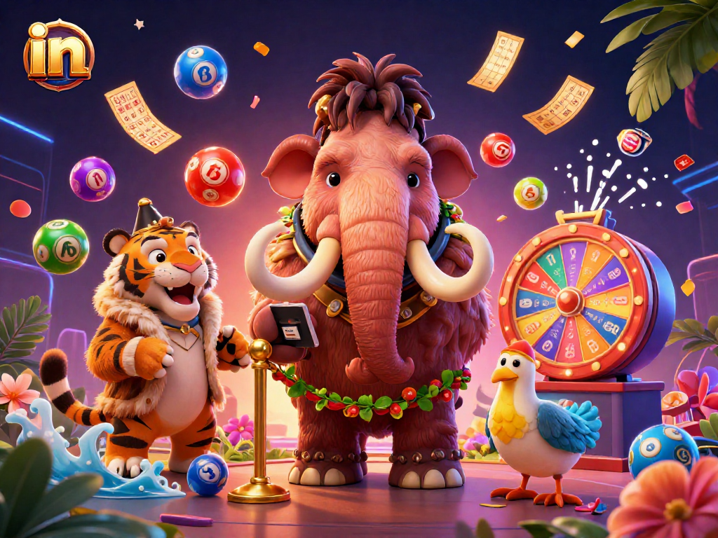 Join the excitement in the casino with colorful elements and characters in a vibrant scene.