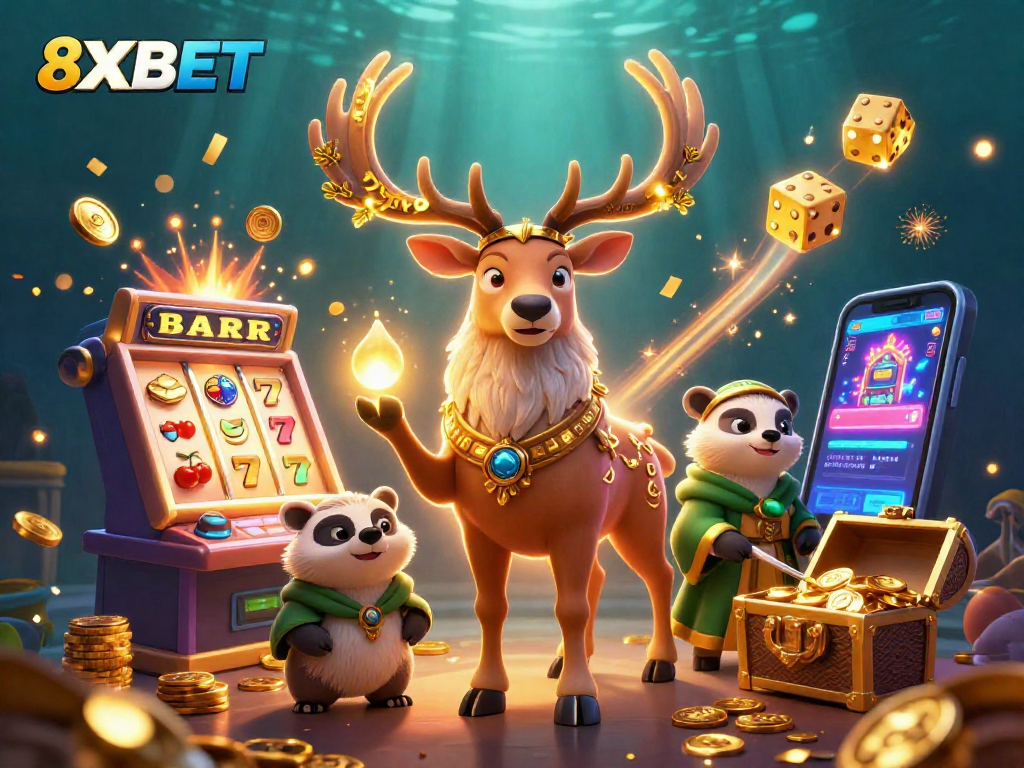 Experience the thrill of gambling with 8XBET's vibrant slot machine adventure and enchanting druid characters.