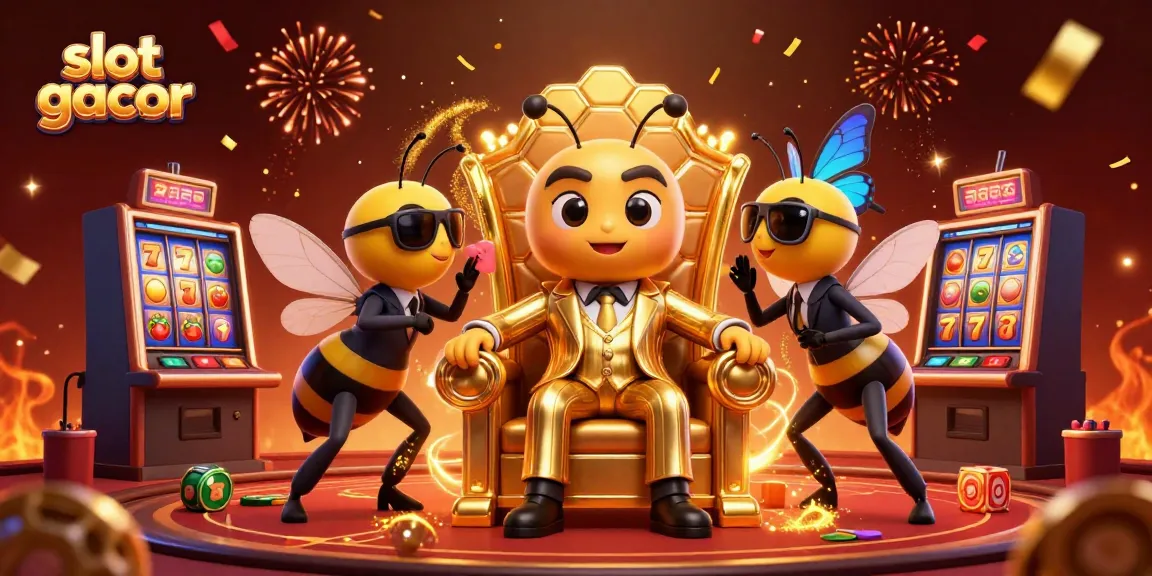 Engage with slot gacor gaming as the bumblebee mob boss oversees the vibrant casino scene full of excitement.