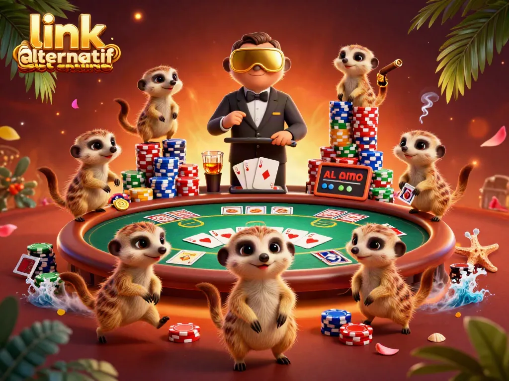 Menggandakan strategi kasino dengan link alternatif slot online, tampak koloni meerkat di kasino.