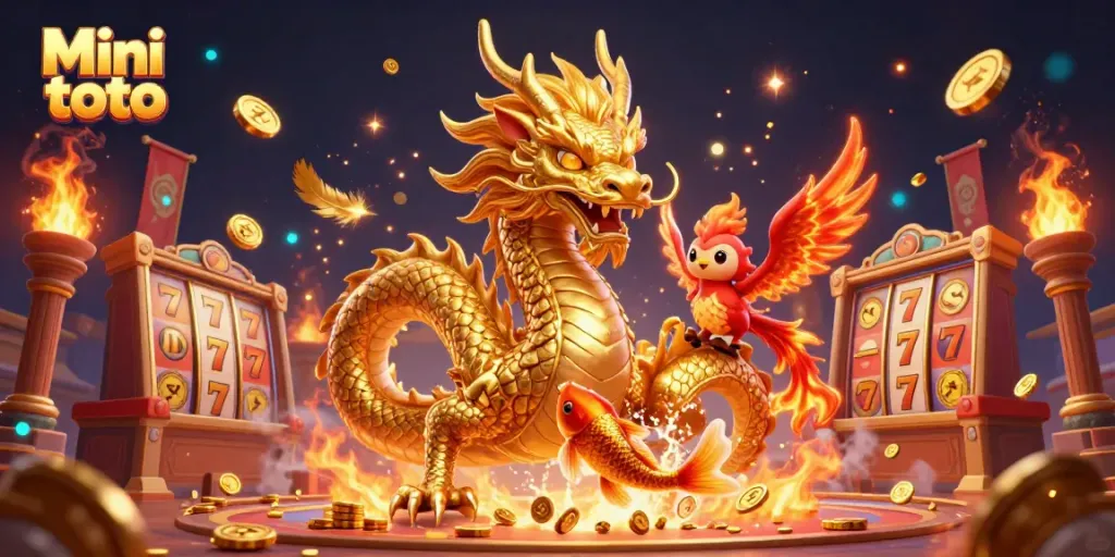 Gairahkan suasana permainan dengan Mini toto, naga berkilau dan phoenix dalam slot mesin yang menguntungkan.