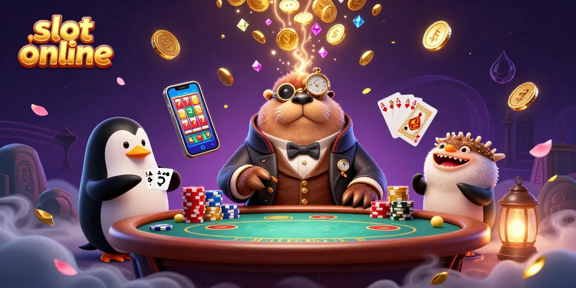 Experience the thrill of slot online with a jolly walrus and friends in a magical casino scene.