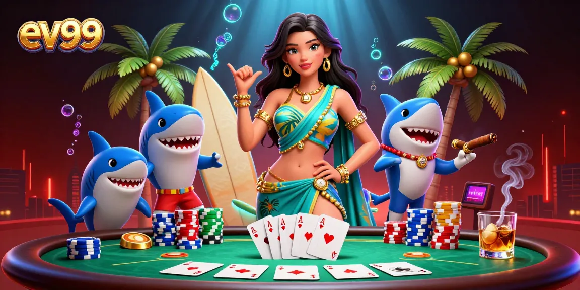 Experience exciting poker action at ev99 with vibrant characters and dynamic gameplay elements.