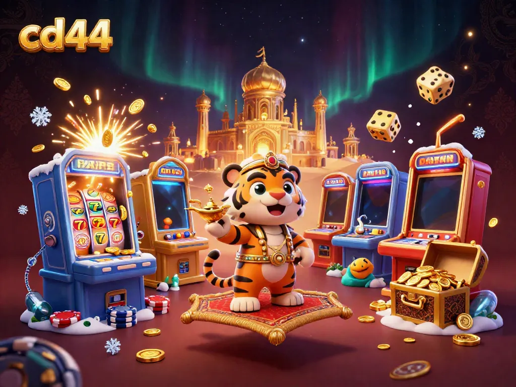 Experience the thrilling casino world with cd44's vibrant 3D Tiger Sultan, jackpot explosions, and magical elements.