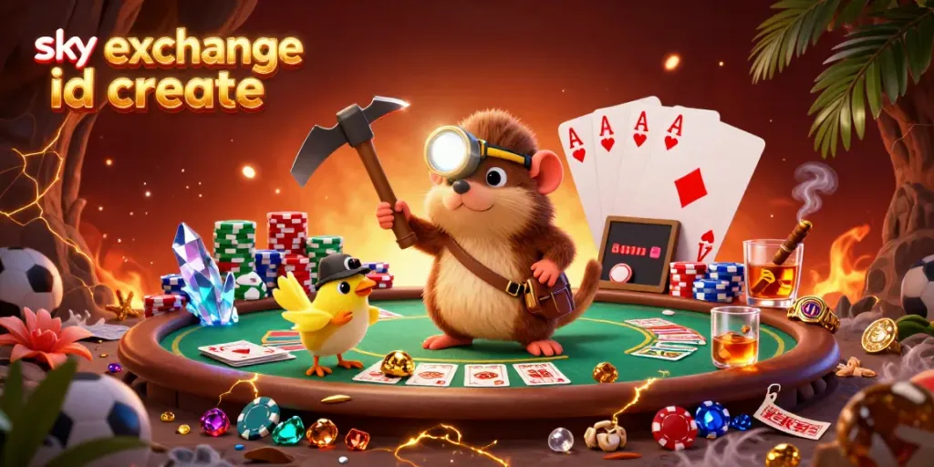 Engaging scene of a mole and canary in a vibrant casino setting with elements for sky exchange id create.