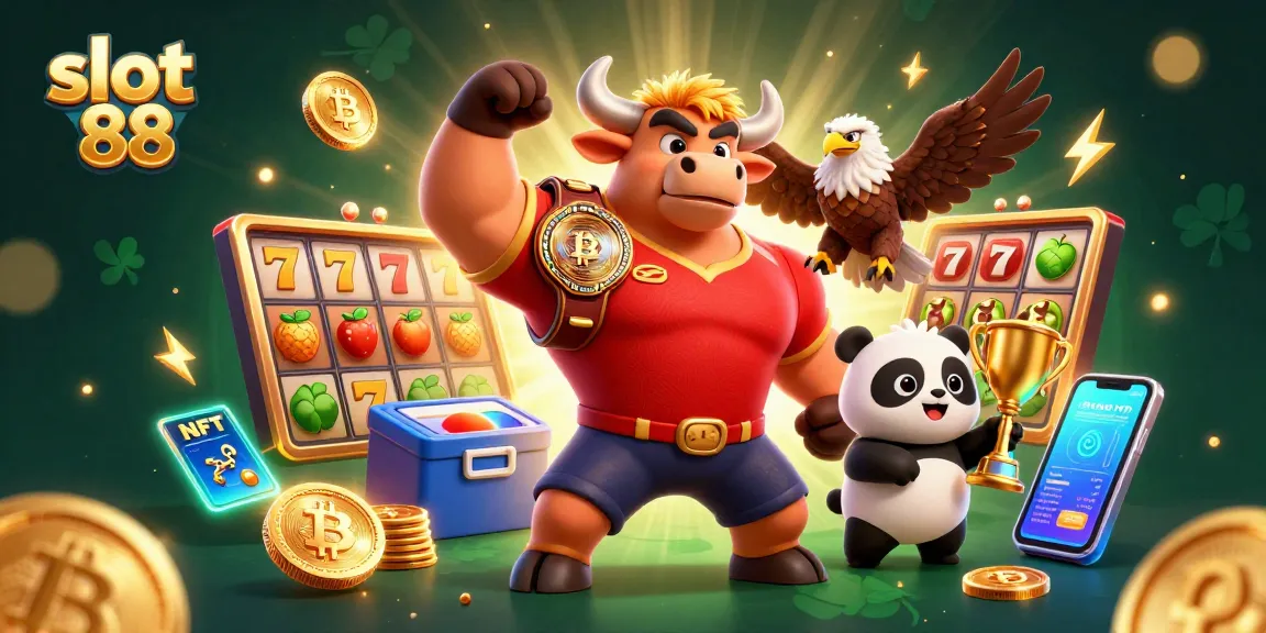 Engage in thrilling slot 88 action with vibrant characters celebrating a big win in this colorful scene.