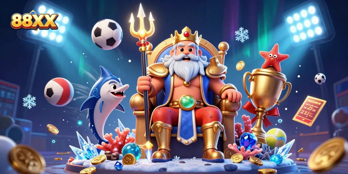 Engage with 88XX sports betting excitement featuring Neptune concept art in a vibrant casino atmosphere.