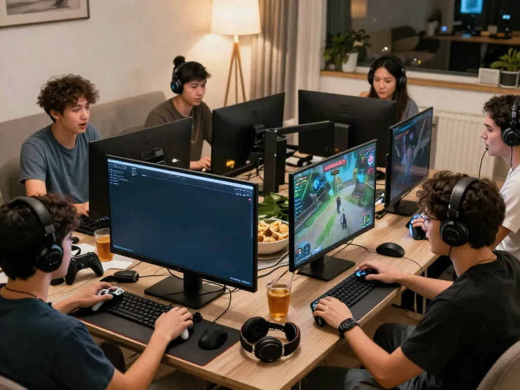 Friends playing unsurtoto in a lively gaming session with immersive graphics.