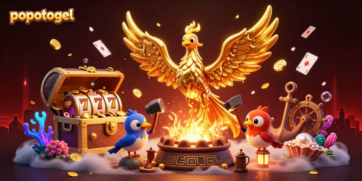 Engage with popotogel's exciting slots and casino games within an immersive 3D illustration.