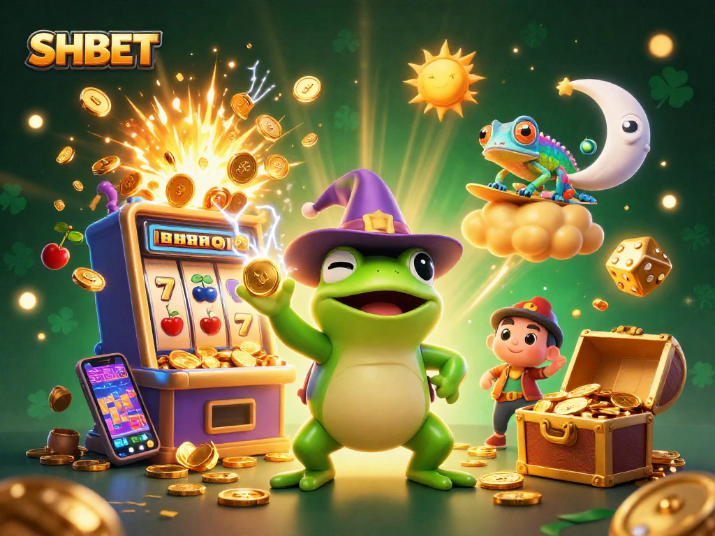 Spin to win big with SHBET in a vibrant, dynamic casino-themed 3D illustration!