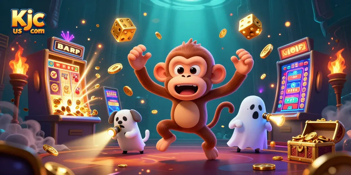 Engage with thrilling Kjc us com casino adventures featuring a playful poltergeist monkey and ghost-hunter puppy.