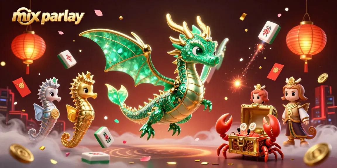 Gambar mix parlay yang menarik dengan naga laut 3D dan elemen kasino menggiurkan lainnya.
