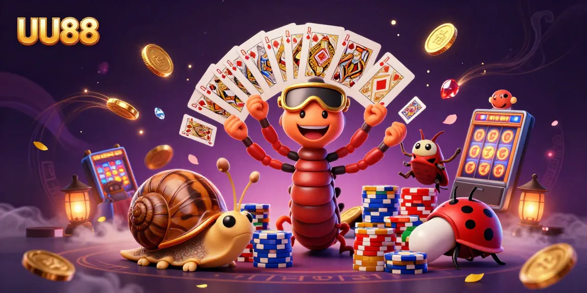 Win big with UU88 in this vibrant, energetic 3D casino scene featuring engaging characters and gaming elements.