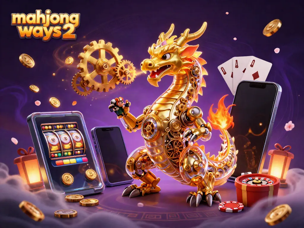 Experience mahjong ways 2 with spectacular golden dragon and casino elements in this captivating scene.