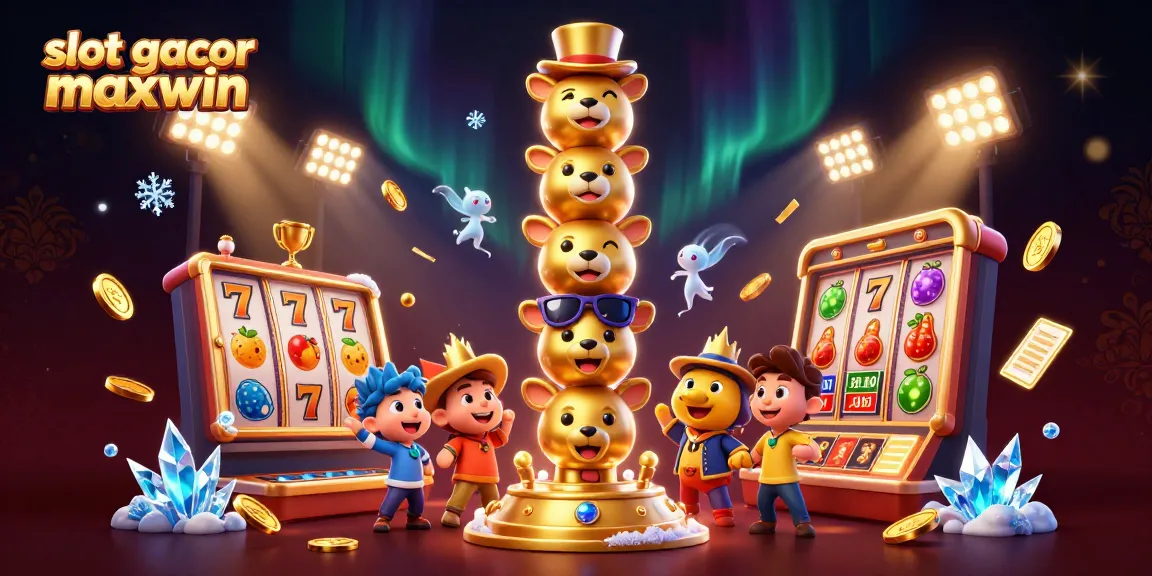 Memenangkan slot gacor maxwin dengan simbol buah dan jackpot cerah di latar belakang kasino yang menarik