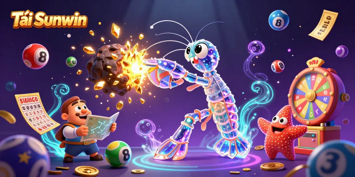 Tải Sunwin with vibrant lottery elements, galactic characters making an exciting casino scene come alive.