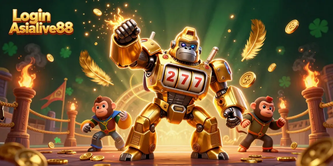 Experience thrilling wins at Login Asialive88 with golden gorilla mech and dynamic game elements.