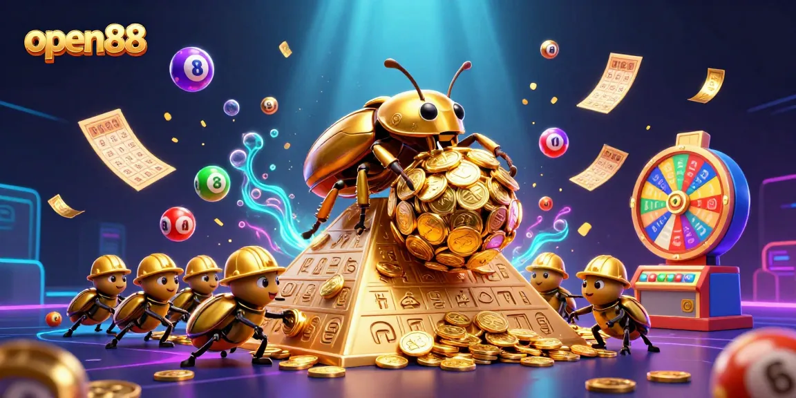 Experience the thrill of winning on open88 with lively lottery and bingo fun, featuring dynamic casino graphics.