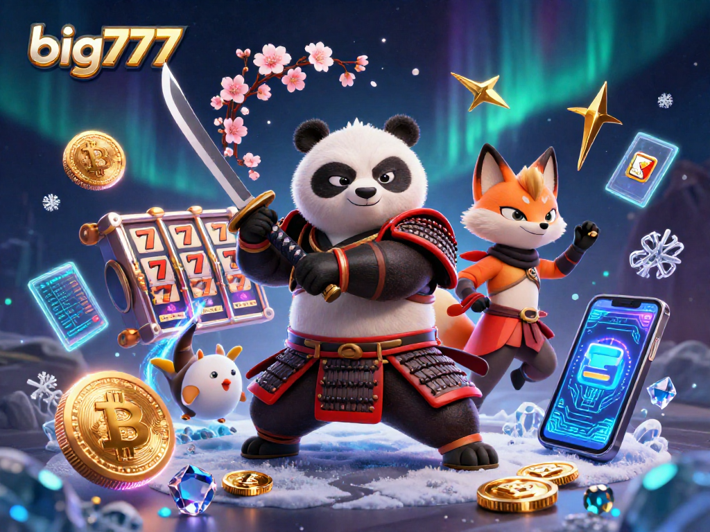 Engage with big777 and experience exciting slot action in this vibrant 3D casino illustration.