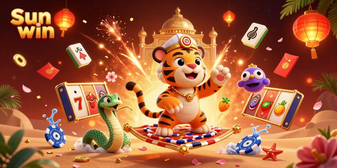 Spin and win at Sun win with vibrant Arabian nights-themed casino elements in a dynamic illustration.