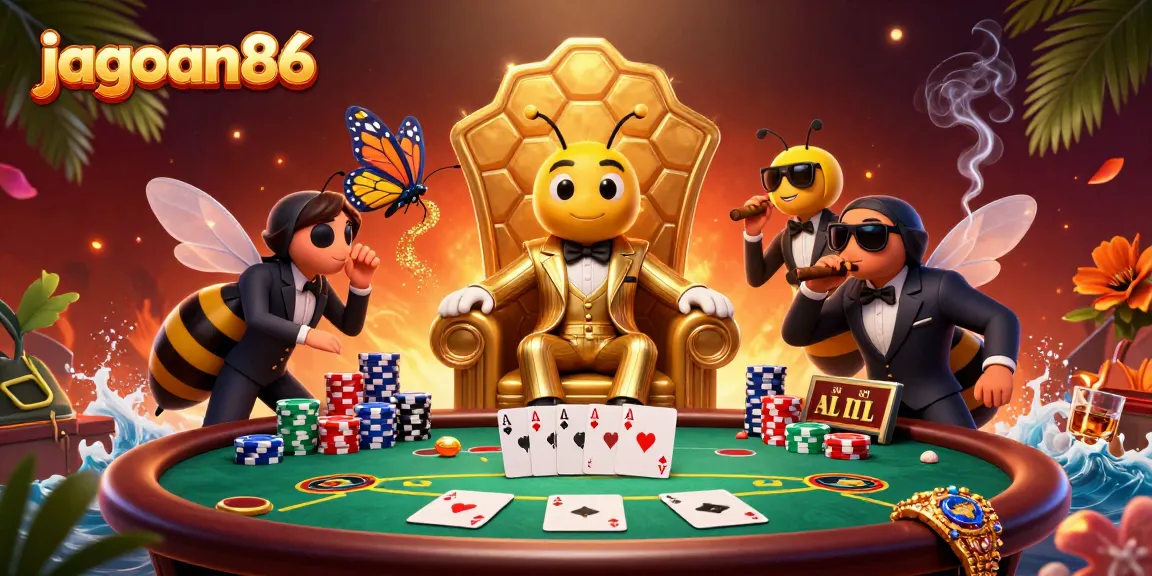 Experience thrilling poker action with jagoan86 in this vibrant casino illustration featuring a mob boss.