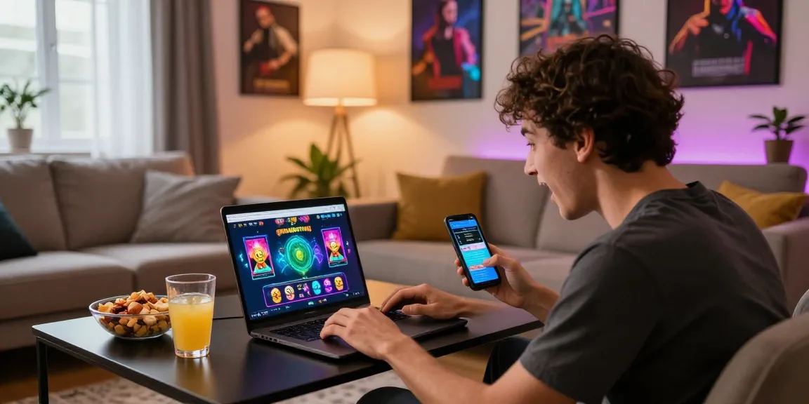Exciting grandbetting online gaming experience in a cozy living room.