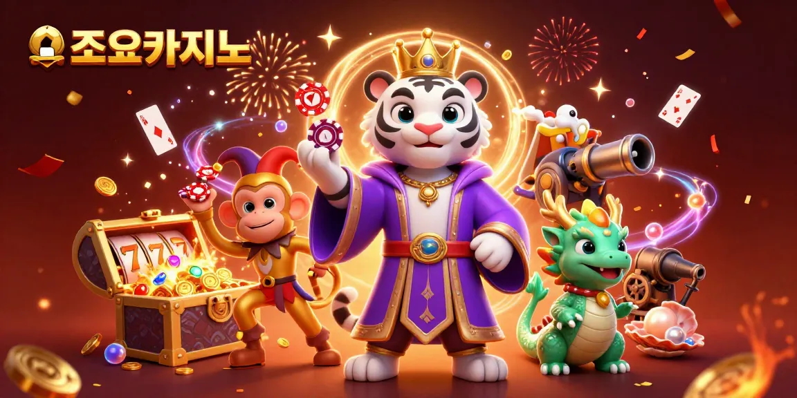 Experience thrilling action with 조이카지노 as fun characters engage in vibrant casino games.