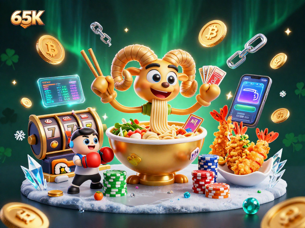 O 65K apresenta um cenário vibrante de cassino com personagens únicos e elementos de jogos emocionantes.