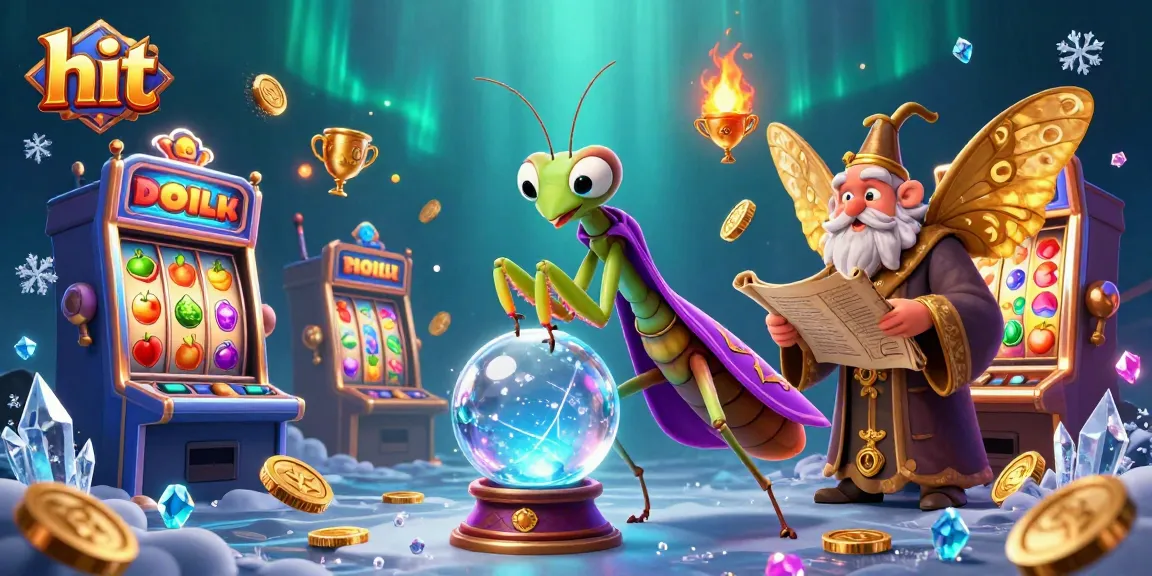 Exciting slot machine action featuring a praying mantis fortune teller at the mystical hit casino.