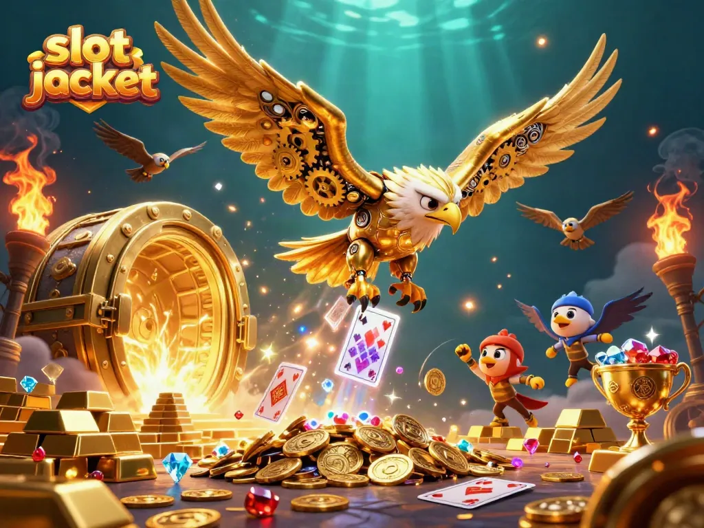 Menangkan slot jackpot dengan menghadapi gulungan slot di tengah tumpukan koin emas dan berlian.