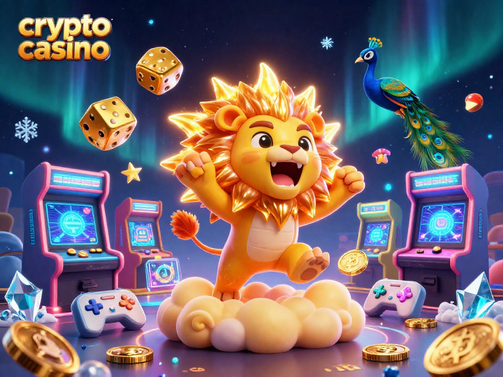 Engage in the exciting crypto casino experience with vibrant characters and game elements.