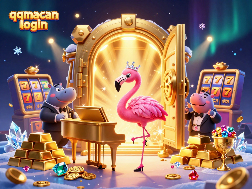 Engage directly with the qqmacan login at high-stakes slots in this lively casino illustration.